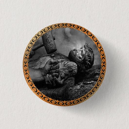 Crucifixion-Szene, die Jesus am Ende seines Lebens Button (Vorderseite)