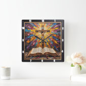 Crucifixion's Radiance: Word Revealed Quadratische Wanduhr (Zuhause)