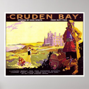 Cruden Bay Dorffelder, Schottland, Vintage-Reise Poster