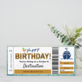 Cruise Boarding Pass Happy Birthday Ticket (Stehend Vorderseite)