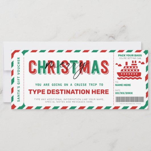 Cruise Boarding Pass Weihnachtskarten Gutschein (Vorderseite)