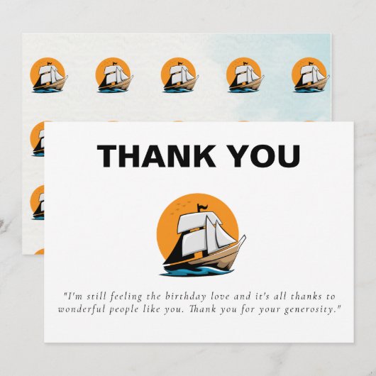 CRUISE Bootsfahrt Geburtstagsparty Dankeskarte (Vorne/Hinten)