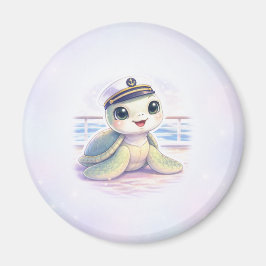 Cruise Door Magnet - Kawaii Turtle Nautical Design