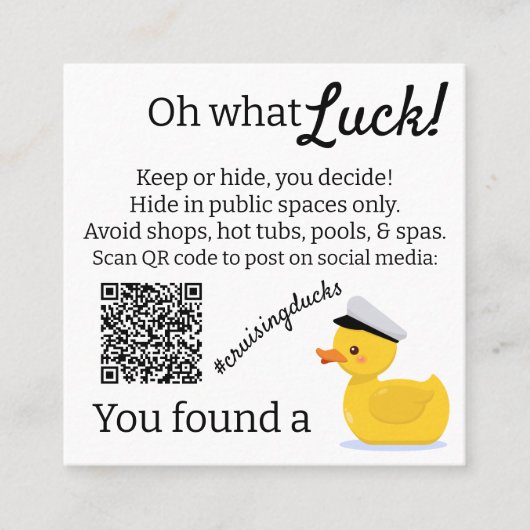 Cruise Ducks Cruise Captain Duck Telefonnummerkarte (Vorderseite)