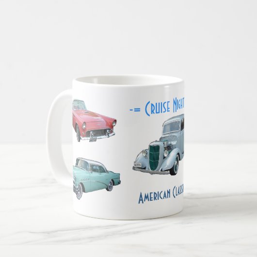 CRUISE NIGHT Oldtimer-Tasse Kaffeetasse (Vorderseite Links)