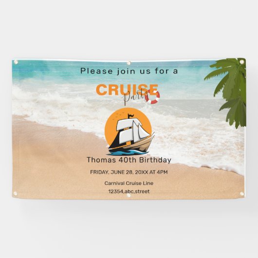 Cruise Party 40 Geburtstagsparty Banner (Horizontal)