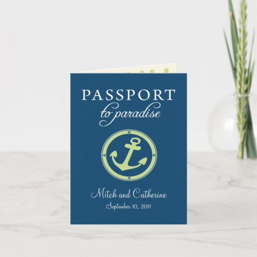 Cruise Passport Hochzeit Einladung (Vorderseite)