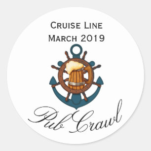 Cruise Pub Crawl Aktivitäten Tagsgetränk Runder Aufkleber