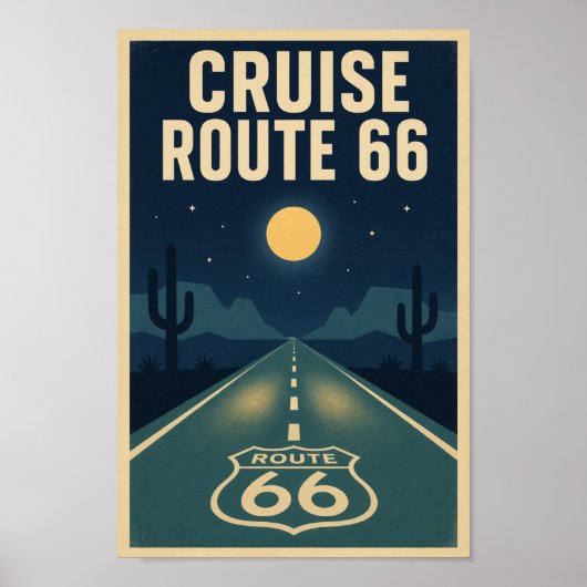 Cruise Route 66 Midnight Litho Poster (Vorne)