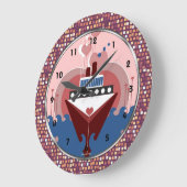 Cruise Ship Hearts Art Wall Clock Große Wanduhr (Winkel)