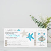 Cruise Ship Starfish Boarding Pass Wedding Einladung (Stehend Vorderseite)
