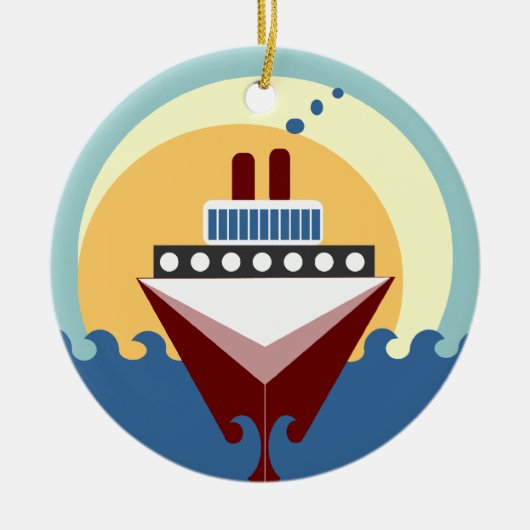 Cruise ship sunrise Double Sided Round Ornament (Vorne)
