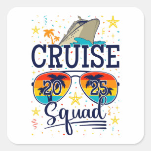Cruise Squad 2025 Kreuzfahrt Quadratischer Aufkleber