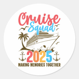 Cruise Squad 2025 Summer Vacation Family Group Mat Runder Aufkleber