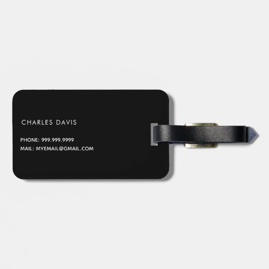 Cruise Squad schwarzer Monogramm-Name Gepäckanhänger (Rückseite horizontal)