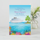 Cruise to Paradise Invitation Customized Einladung (Stehend Vorderseite)