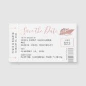 Cruise Wedding Mini Ticket Speichern Sie das Date  Magnetkarte (Vorderseite)