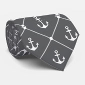 Cruise Wedding Nautical Anchor Muster Grau Krawatte (Gerollt)