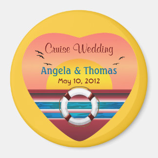 Cruise Wedding Personalized Round Favor Magnet