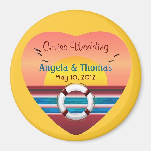 Cruise Wedding Personalized Round Favor Magnet (Vorne)