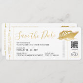 Cruise Wedding Ticket Boarding Pass Gold Save The Date (Vorne/Hinten)