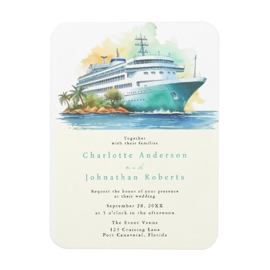 Cruise Wedding Watercolor Magnet (Vertikal)
