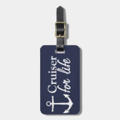 Cruiser for Life White Anchor & Name Gepäckanhänger (Vorderseite vertikal)