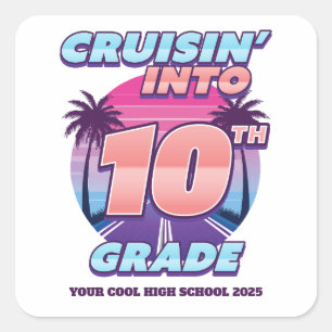 Cruisin 'Back to School 10. Klasse Quadratischer Aufkleber