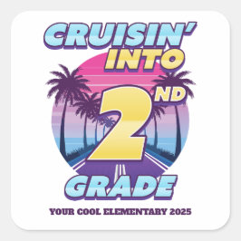 Cruisin 'Back to School 2. Klasse Quadratischer Aufkleber