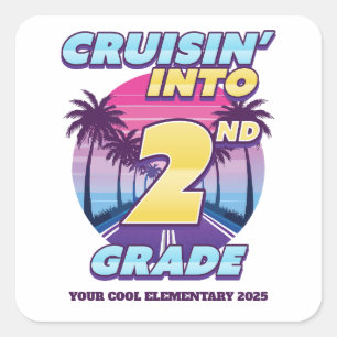 Cruisin 'Back to School 2. Klasse Quadratischer Aufkleber