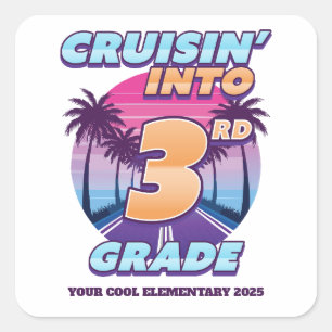 Cruisin 'Back to School 3. Klasse Quadratischer Aufkleber