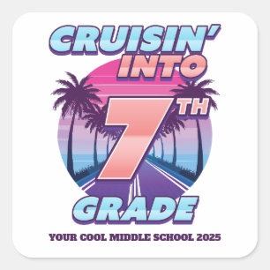 Cruisin 'Back to School 7. Klasse Quadratischer Aufkleber