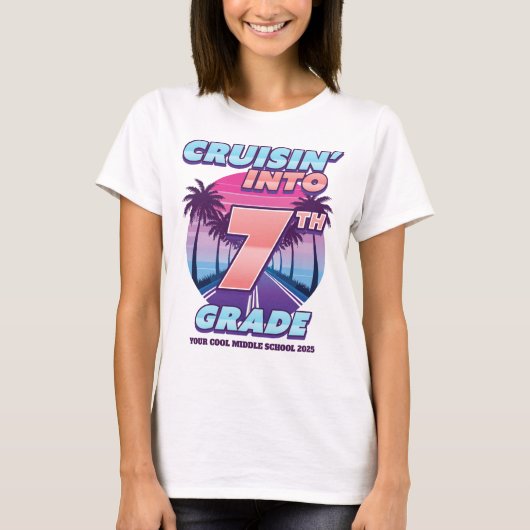 Cruisin’ Back to School 7th Girl's (Bigger Sizes) T-Shirt (Vorderseite)