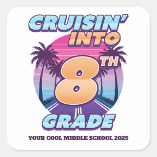 Cruisin 'Back to School 8. Klasse Quadratischer Aufkleber