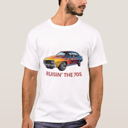 Cruisin" im 70er Retro Muscle Car T - Shirt (Vorderseite)