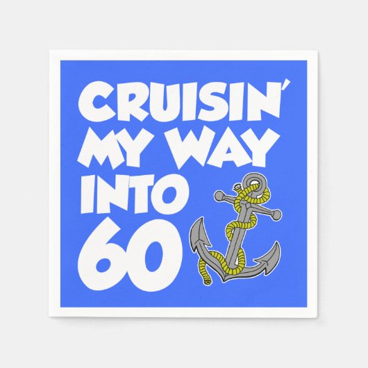 Cruisin My Way Into 60 Bootsdenkmal Party Napkins Serviette (Vorderseite)