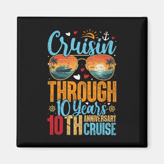 Cruisin Through 10 Years 10th Wedding Anniversary Magnet (Vorne)