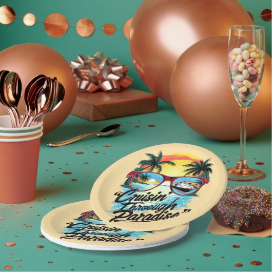 Cruisin’ Through Paradise: Tropical Escape Vibes Pappteller (Multi)