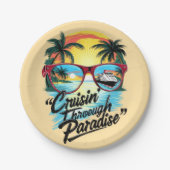 Cruisin’ Through Paradise: Tropical Escape Vibes Pappteller (Vorderseite)