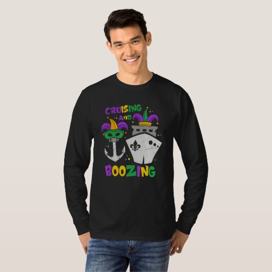 Cruising And Boozing Mardi Gras Cruise 2023 Outfit T-Shirt (Vorne ganz)