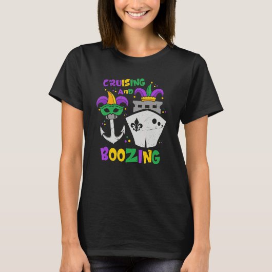 Cruising And Boozing Mardi Gras Cruise 2023 Outfit T-Shirt (Vorderseite)