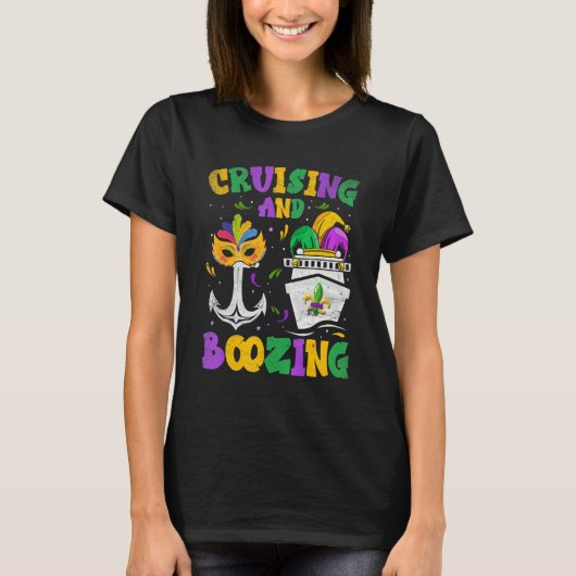 Cruising and Boozing Mardi Gras Cruise Matching Fa T-Shirt (Vorderseite)