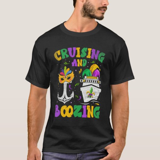 Cruising and Boozing Mardi Gras Cruise Matching Fa T-Shirt (Vorderseite)
