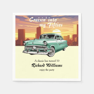 Cruising Classic Retro Car City 50. Geburtstag Serviette