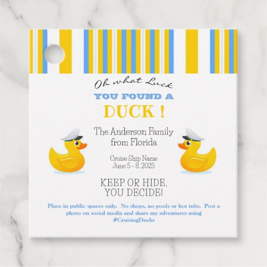 Cruising Duck Geschenkanhänger (Vorderseite)