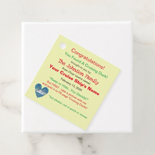 Cruising Duck Tag Geschenkanhänger (Beispiel)