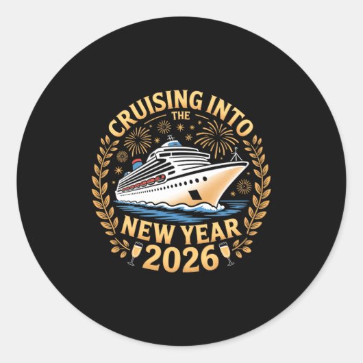 Cruising Into 2026 New Years Eve Party Favors Fami Runder Aufkleber (Vorderseite)