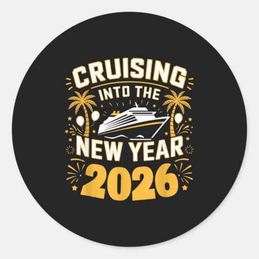 Cruising Into 2026 New Years Eve Party Favors Fami Runder Aufkleber (Vorderseite)