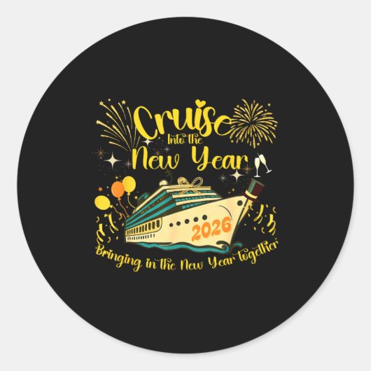 Cruising Into 2026 New Years Eve Party Favors Fami Runder Aufkleber (Vorderseite)