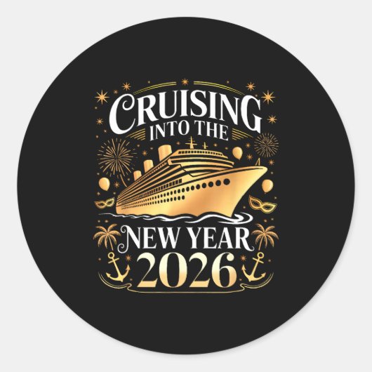 Cruising Into 2026 New Years Eve Party Favors Fami Runder Aufkleber (Vorderseite)